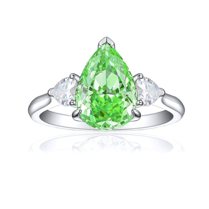 925 Sterling Silver 4ct Fire-Ice Cut Teardrop Ring – Luxury High Carbon Zircon Statement Jewelry