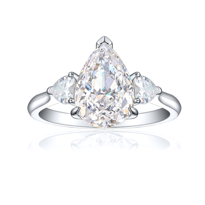 925 Sterling Silver 4ct Fire-Ice Cut Teardrop Ring – Luxury High Carbon Zircon Statement Jewelry