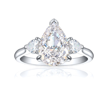 925 Sterling Silver 4ct Fire-Ice Cut Teardrop Ring – Luxury High Carbon Zircon Statement Jewelry