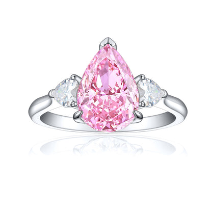 925 Sterling Silver 4ct Fire-Ice Cut Teardrop Ring – Luxury High Carbon Zircon Statement Jewelry