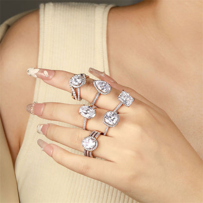 925 Sterling Silver 5.5ct Oval-Cut Zirconia Ring - Premium 5A Icy Princess Cut Solitaire Ring for Women