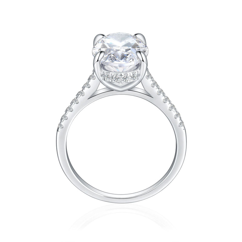 925 Sterling Silver 5.5ct Oval-Cut Zirconia Ring - Premium 5A Icy Princess Cut Solitaire Ring for Women