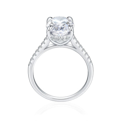 925 Sterling Silver 5.5ct Oval-Cut Zirconia Ring - Premium 5A Icy Princess Cut Solitaire Ring for Women