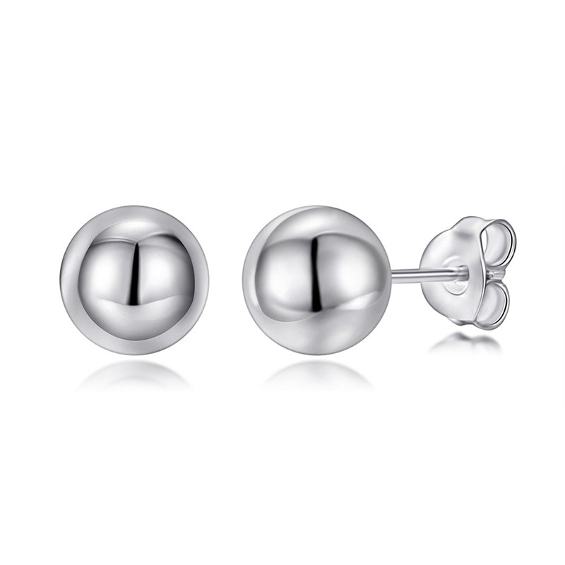 925 Sterling Silver 8mm Ball Stud Earrings – Minimalist Korean-Style Jewelry