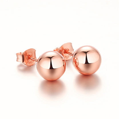 925 Sterling Silver 8mm Ball Stud Earrings – Minimalist Korean-Style Jewelry