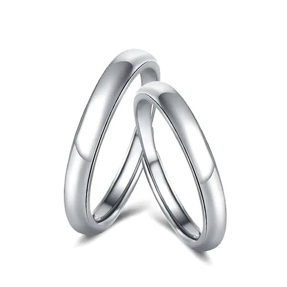 925 Sterling Silver Adjustable Geometric Couple Rings - White Gold Plated Minimalist Matching Bands