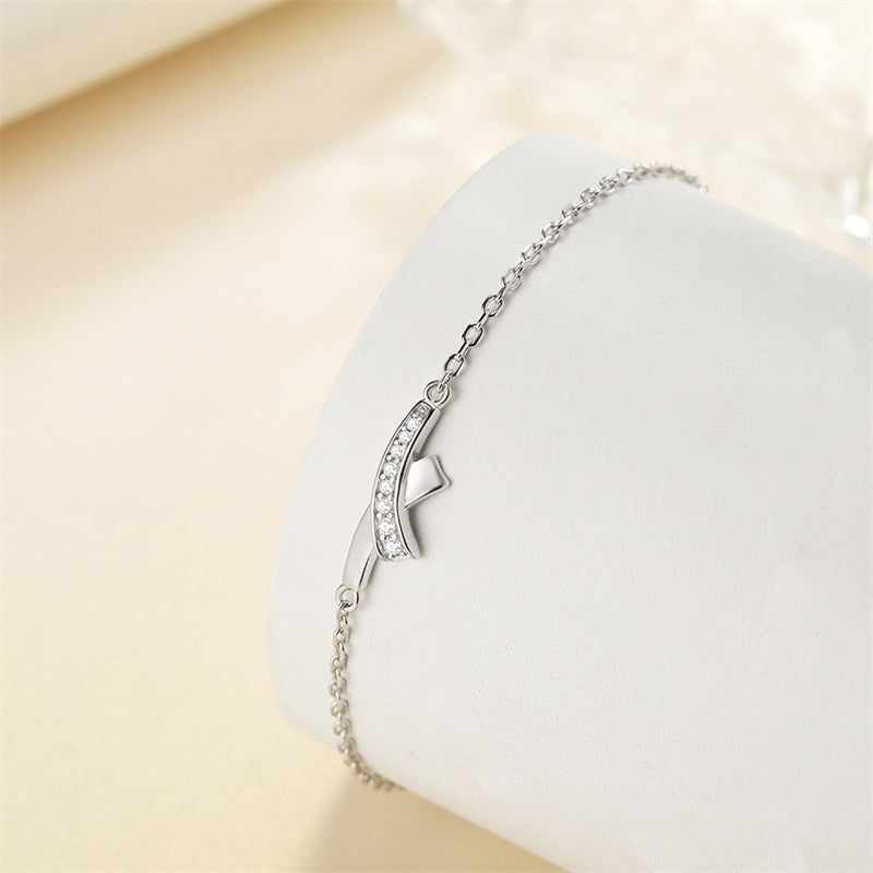 925 Sterling Silver Alphabet Bracelet - Minimalist Geometric Jewelry