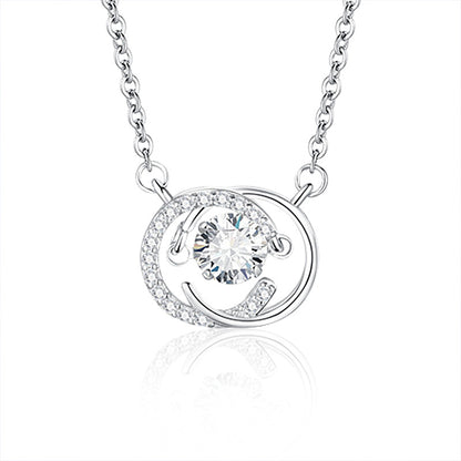 925 Sterling Silver Alphabet Pendant Necklace with 1ct Moissanite Cross Chain Women's Minimalist Jewelry