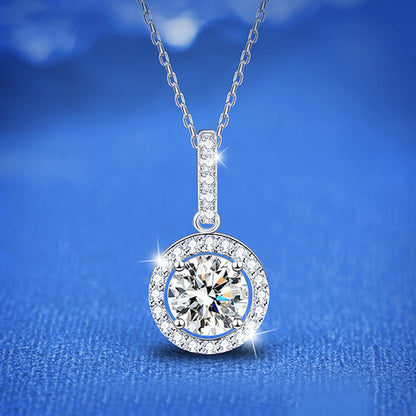 925 Sterling Silver Alphabet Pendant Necklace with 1ct Moissanite Cross Chain Women's Rhodium Plated Light Luxury Jewelry