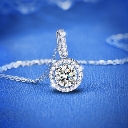 925 Sterling Silver Alphabet Pendant Necklace with 1ct Moissanite Cross Chain Women's Rhodium Plated Light Luxury Jewelry