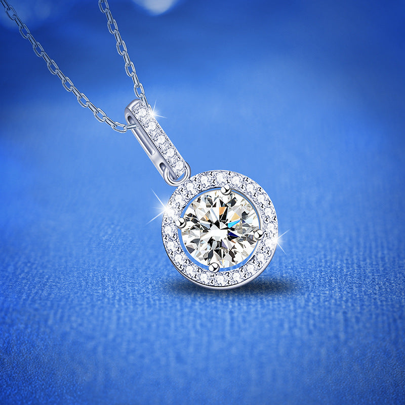 925 Sterling Silver Alphabet Pendant Necklace with 1ct Moissanite Cross Chain Women's Rhodium Plated Light Luxury Jewelry