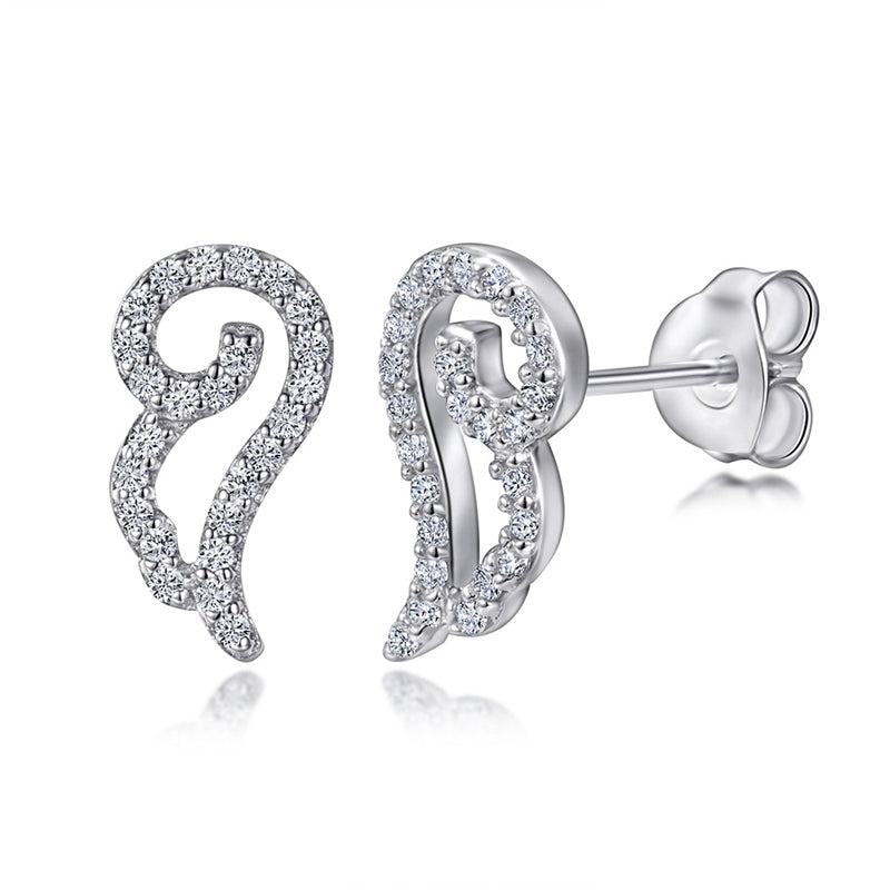925 Sterling Silver Angel Wing Stud Earrings – Elegant Winged Jewelry for Women