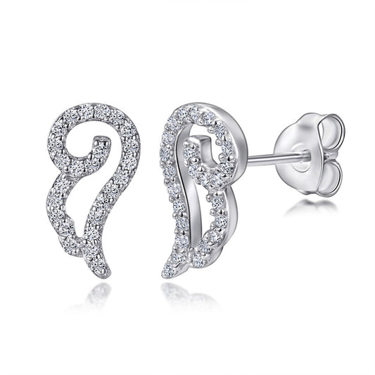 925 Sterling Silver Angel Wing Stud Earrings – Elegant Winged Jewelry for Women