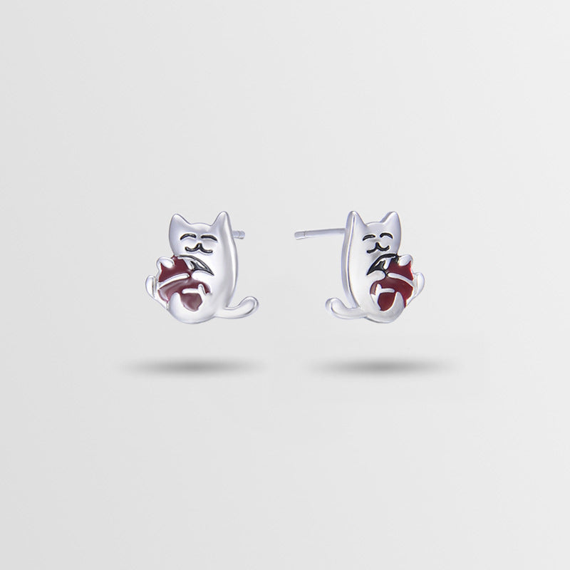 925 Sterling Silver Animal Stud Earrings - Electroplated Cartoon Geometric Earrings with Plastic Stoppers