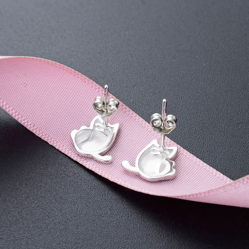 925 Sterling Silver Animal Stud Earrings - Electroplated Cartoon Geometric Earrings with Plastic Stoppers