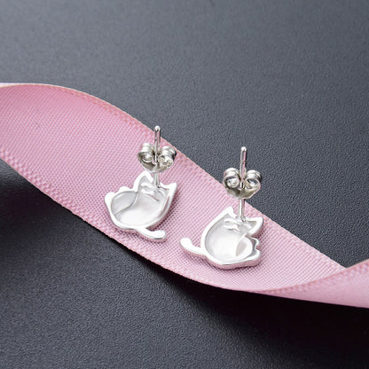 925 Sterling Silver Animal Stud Earrings - Electroplated Cartoon Geometric Earrings with Plastic Stoppers