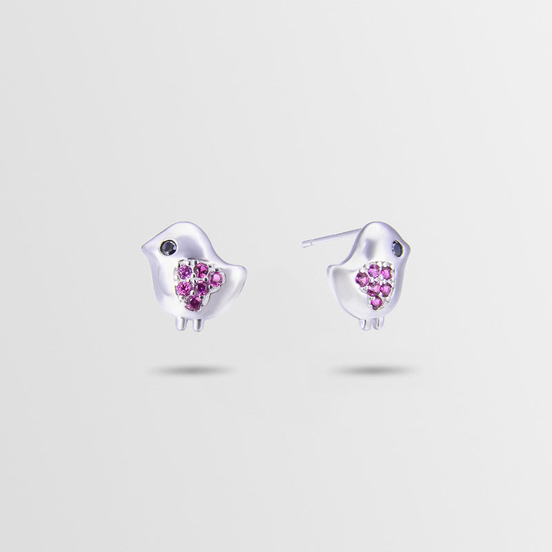 925 Sterling Silver Animal Stud Earrings - Electroplated Korean Style Cute Geometric Earrings with Plastic Backs