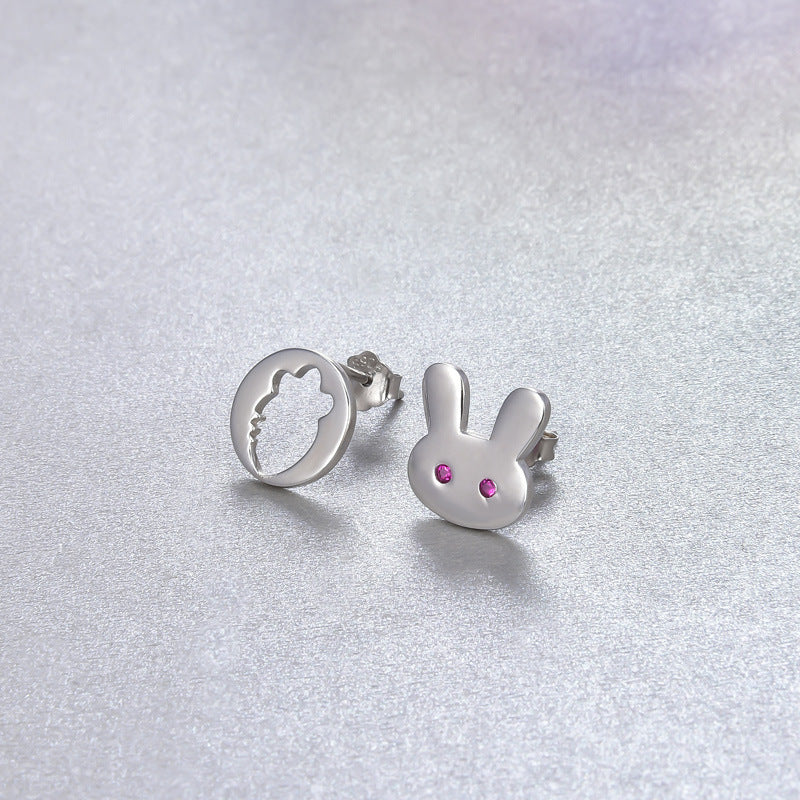 925 Sterling Silver Animal Stud Earrings - Electroplated Korean Style Geometric Cute Earrings with Plastic Ear Stoppers