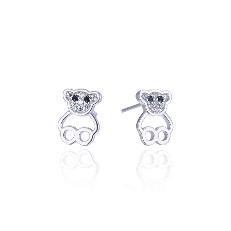 925 Sterling Silver Animal Stud Earrings - Minimalist Geometric CZ Accent Earrings with Plastic Stoppers