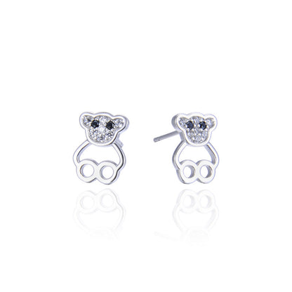 925 Sterling Silver Animal Stud Earrings - Minimalist Geometric CZ Accent Earrings with Plastic Stoppers