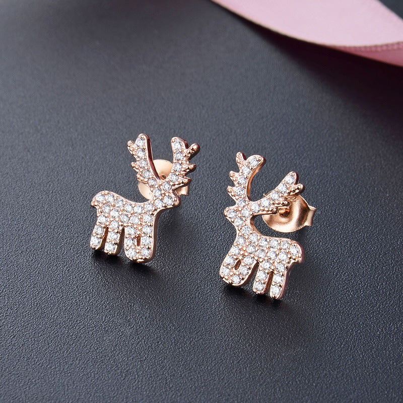 925 Sterling Silver Animal Stud Earrings with Cubic Zirconia - Minimalist Fashion Earrings with Plastic Backs