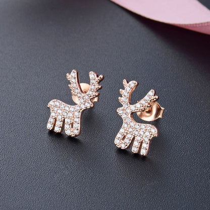 925 Sterling Silver Animal Stud Earrings with Cubic Zirconia - Minimalist Fashion Earrings with Plastic Backs