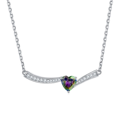 925 Sterling Silver Aquamarine Heart Pendant Necklace - Ocean-Inspired Jewelry