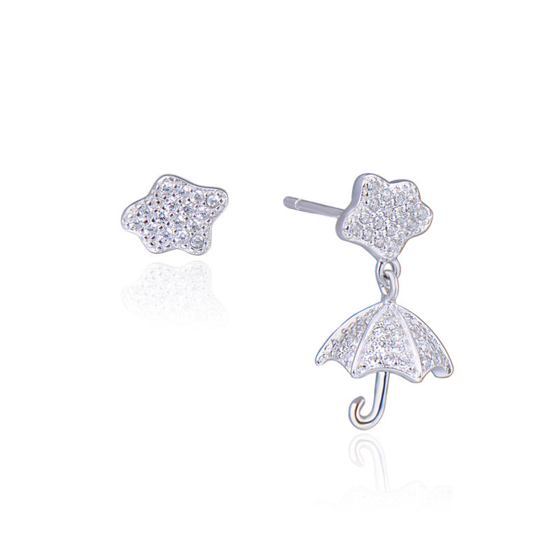 925 Sterling Silver Asymmetric Circle Stud Earrings - Playful Geometric Mismatched Earrings for Women
