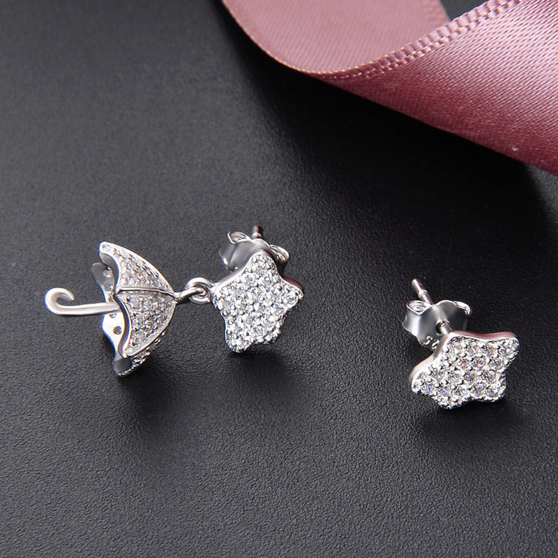 925 Sterling Silver Asymmetric Circle Stud Earrings - Playful Geometric Mismatched Earrings for Women