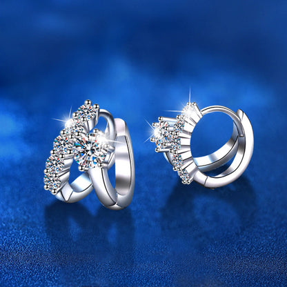 925 Sterling Silver Asymmetric Irregular Stud Earrings with 0.3ct Moissanite Luxury Statement Jewelry for Women
