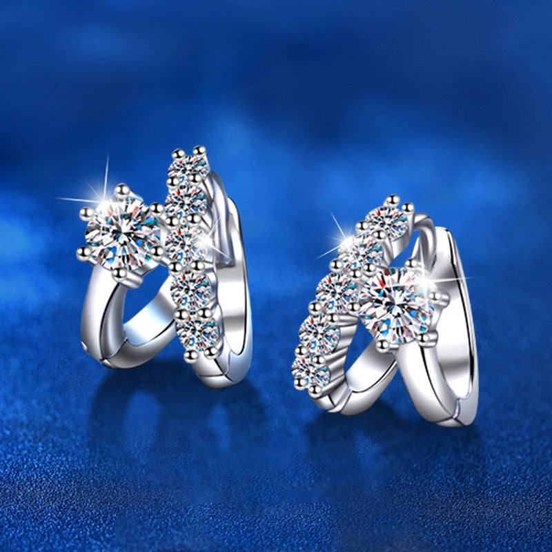 925 Sterling Silver Asymmetric Irregular Stud Earrings with 0.3ct Moissanite Luxury Statement Jewelry for Women