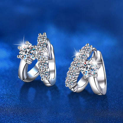 925 Sterling Silver Asymmetric Irregular Stud Earrings with 0.3ct Moissanite Luxury Statement Jewelry for Women
