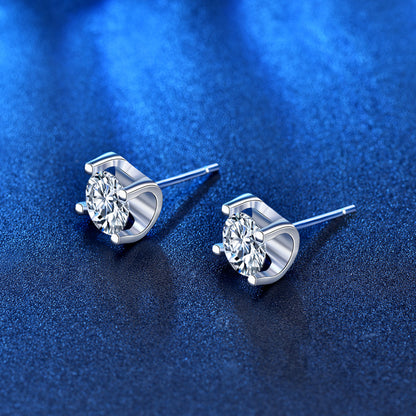 925 Sterling Silver Beveled Square Geometric Animal Stud Earrings with 0.5ct Moissanite Rhodium Plated Minimalist Jewelry for Women