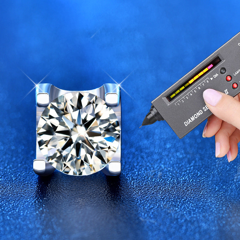 925 Sterling Silver Beveled Square Geometric Animal Stud Earrings with 0.5ct Moissanite Rhodium Plated Minimalist Jewelry for Women