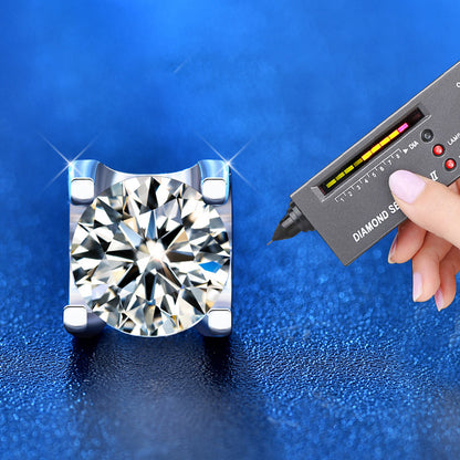 925 Sterling Silver Beveled Square Geometric Animal Stud Earrings with 0.5ct Moissanite Rhodium Plated Minimalist Jewelry for Women