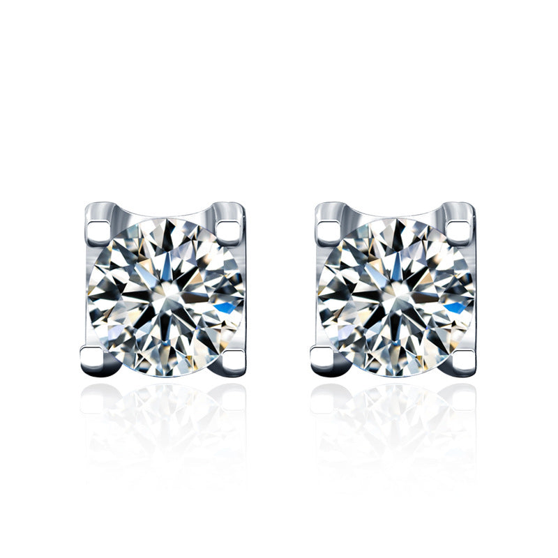 925 Sterling Silver Beveled Square Geometric Animal Stud Earrings with 0.5ct Moissanite Rhodium Plated Minimalist Jewelry for Women