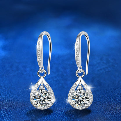 925 Sterling Silver Beveled Square Geometric Stud Earrings with 0.5ct or 1ct Moissanite Rhodium Plated Premium Jewelry for Women