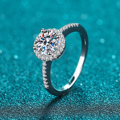 925 Sterling Silver Bezel Set Moissanite Ring | Subtle Peach-Inspired European Style