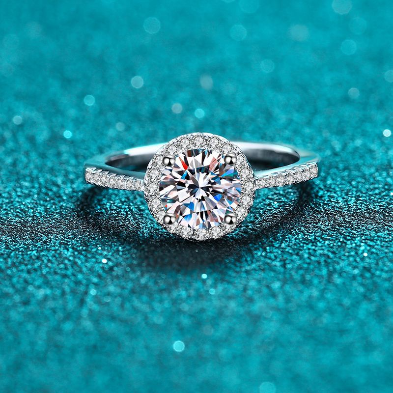 925 Sterling Silver Bezel Set Moissanite Ring | Subtle Peach-Inspired European Style