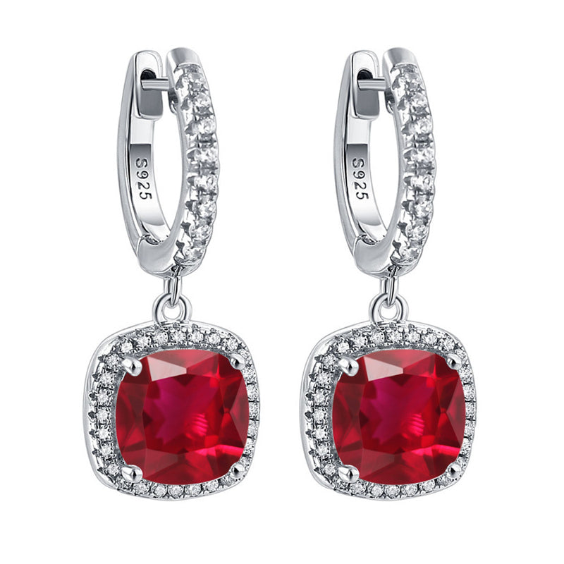 925 Sterling Silver Birthstone Hoop Earrings – Premium Zircon Simulated Diamond Circle Earrings