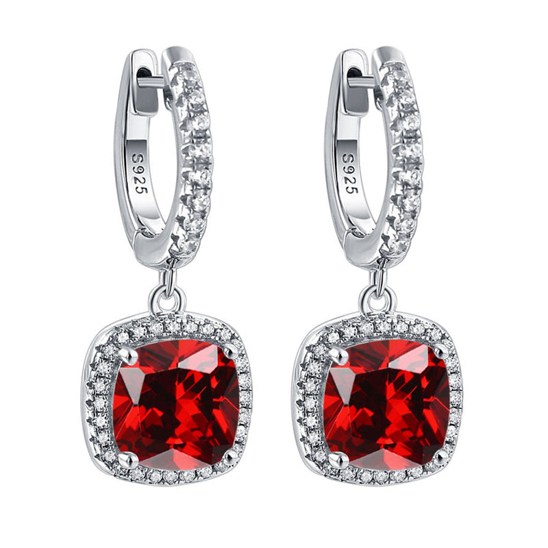 925 Sterling Silver Birthstone Hoop Earrings – Premium Zircon Simulated Diamond Circle Earrings