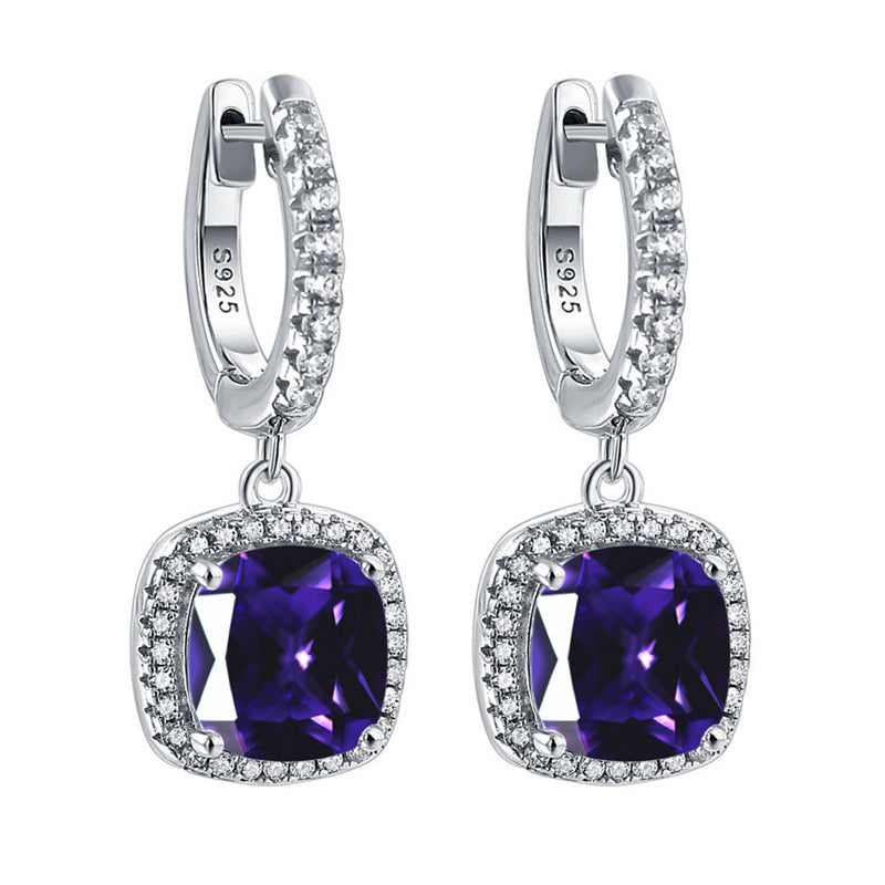 925 Sterling Silver Birthstone Hoop Earrings – Premium Zircon Simulated Diamond Circle Earrings