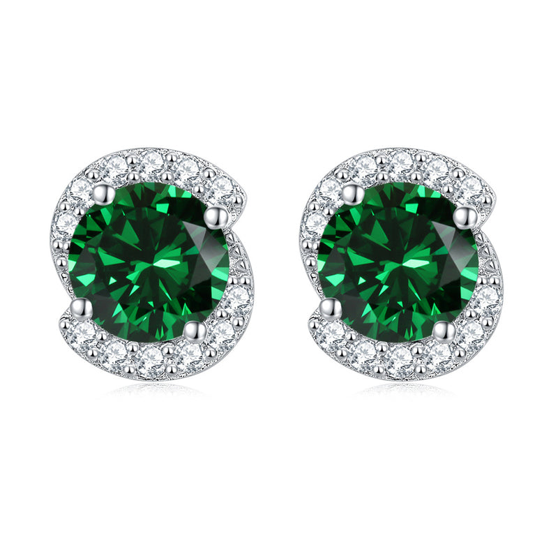 925 Sterling Silver Birthstone Zircon Stud Earrings – Minimalist Geometric Jewelry Collection