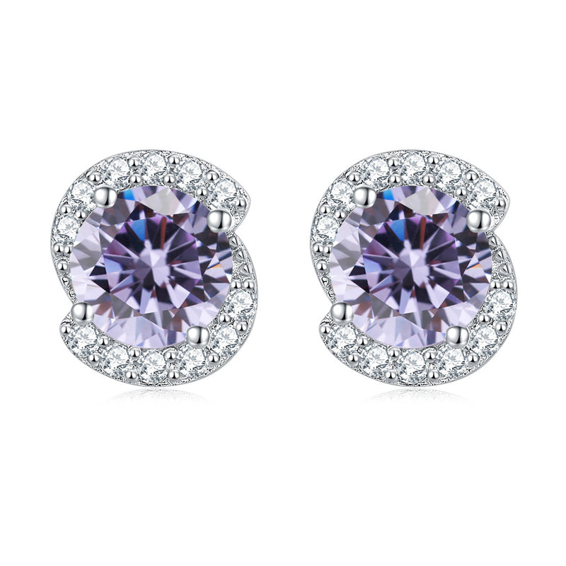 925 Sterling Silver Birthstone Zircon Stud Earrings – Minimalist Geometric Jewelry Collection