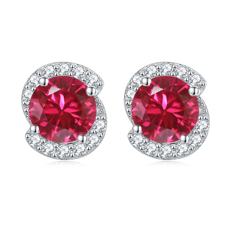 925 Sterling Silver Birthstone Zircon Stud Earrings – Minimalist Geometric Jewelry Collection