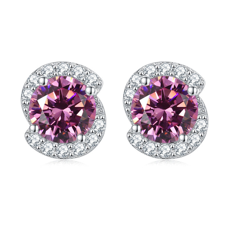 925 Sterling Silver Birthstone Zircon Stud Earrings – Minimalist Geometric Jewelry Collection