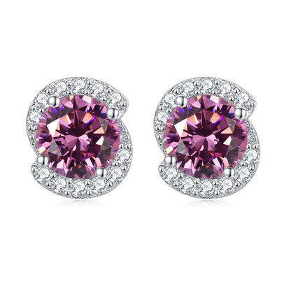 925 Sterling Silver Birthstone Zircon Stud Earrings – Minimalist Geometric Jewelry Collection