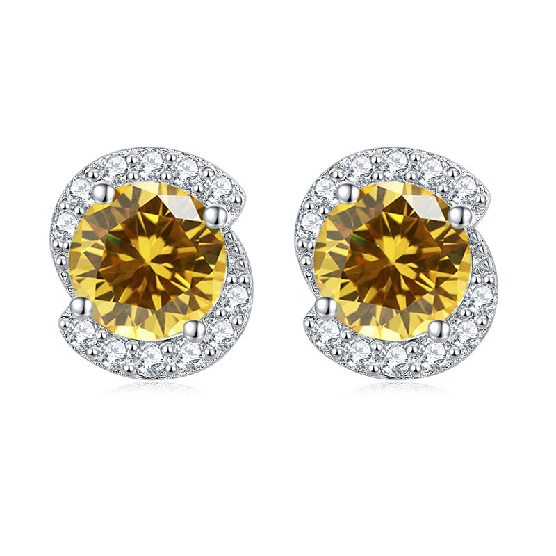 925 Sterling Silver Birthstone Zircon Stud Earrings – Minimalist Geometric Jewelry Collection