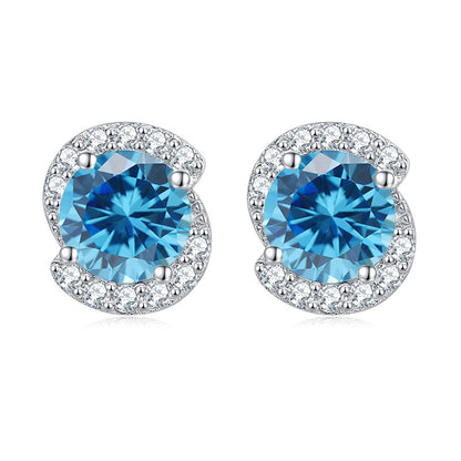 925 Sterling Silver Birthstone Zircon Stud Earrings – Minimalist Geometric Jewelry Collection