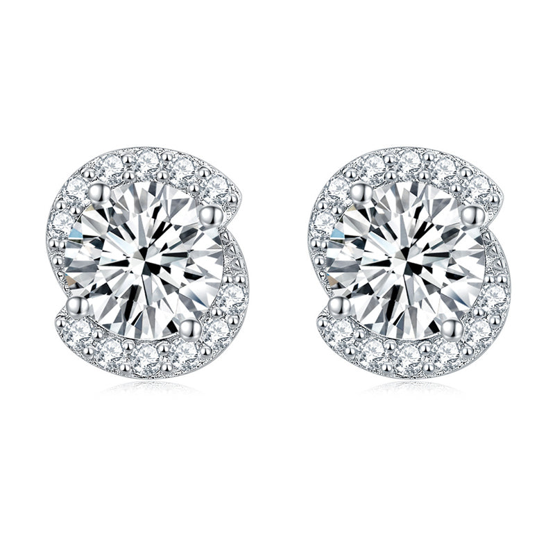 925 Sterling Silver Birthstone Zircon Stud Earrings – Minimalist Geometric Jewelry Collection